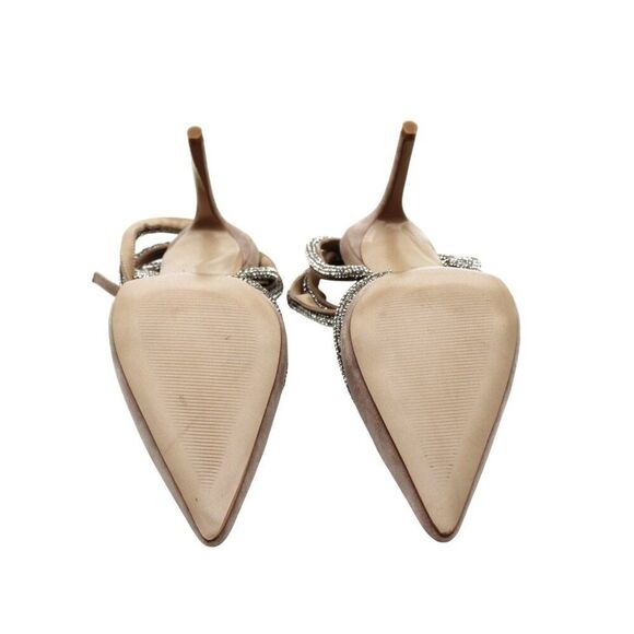 Vhny Womens Claudia Suede Pointed Toe Rhinestone Ankle Strap Wrap Heels Womens - Picture 4 of 16